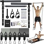 Pilates Bar Kit with Resistance Bands Latex Elastic, ALongSong Multifunctional Yoga Pilates Bar with Heavy-Duty Metal Adjustment Buckle for Home Gym Pilates Resistance Bar Kit for Full Body Workouts