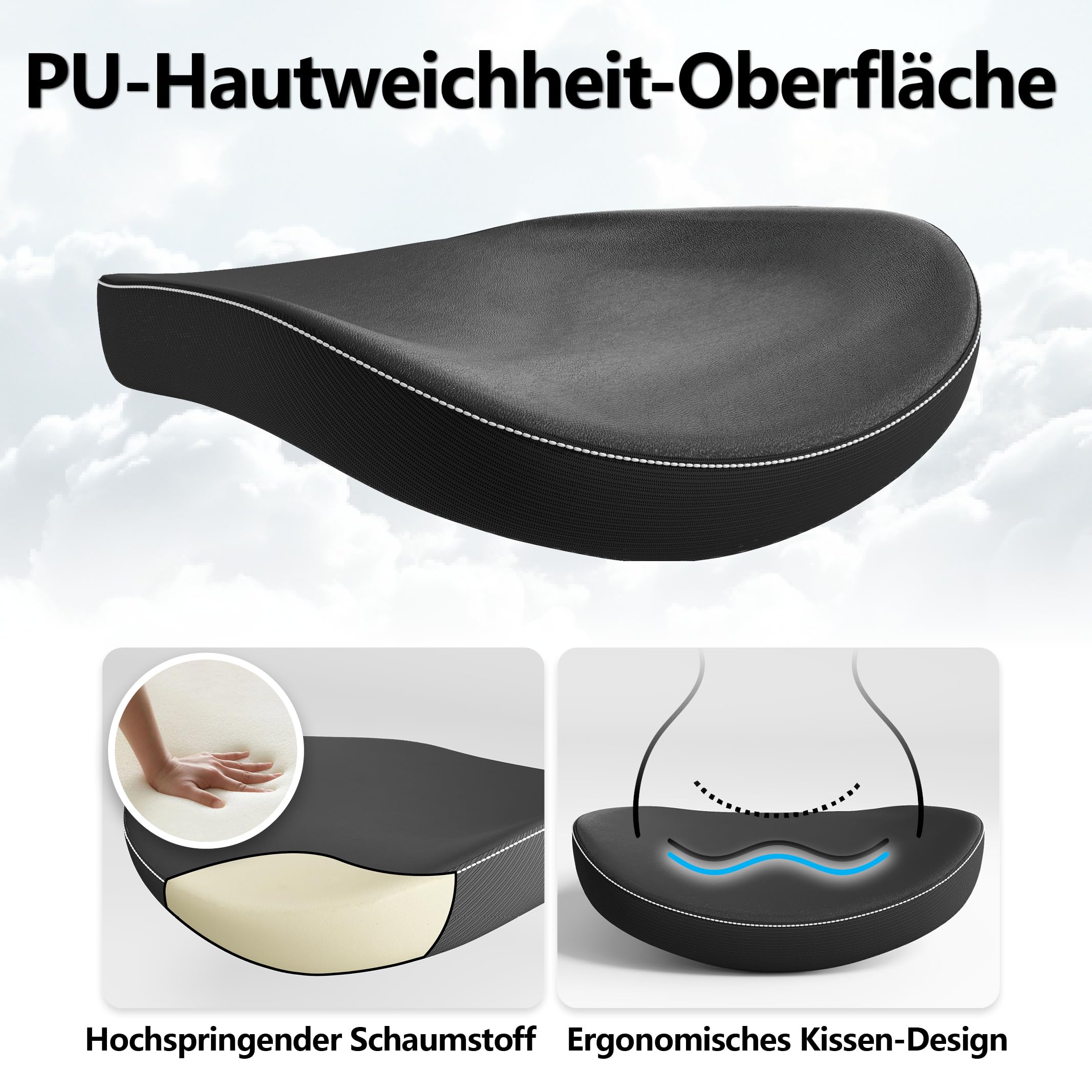 TRALT Bürostuhl - Ergonomischer Bürostuhl mit Verstellbare Lordosenstütze Kopfstütze Office Desk Chair - Gaming Stuhl in X-Form Büro Stuhl… – Ansicht 4