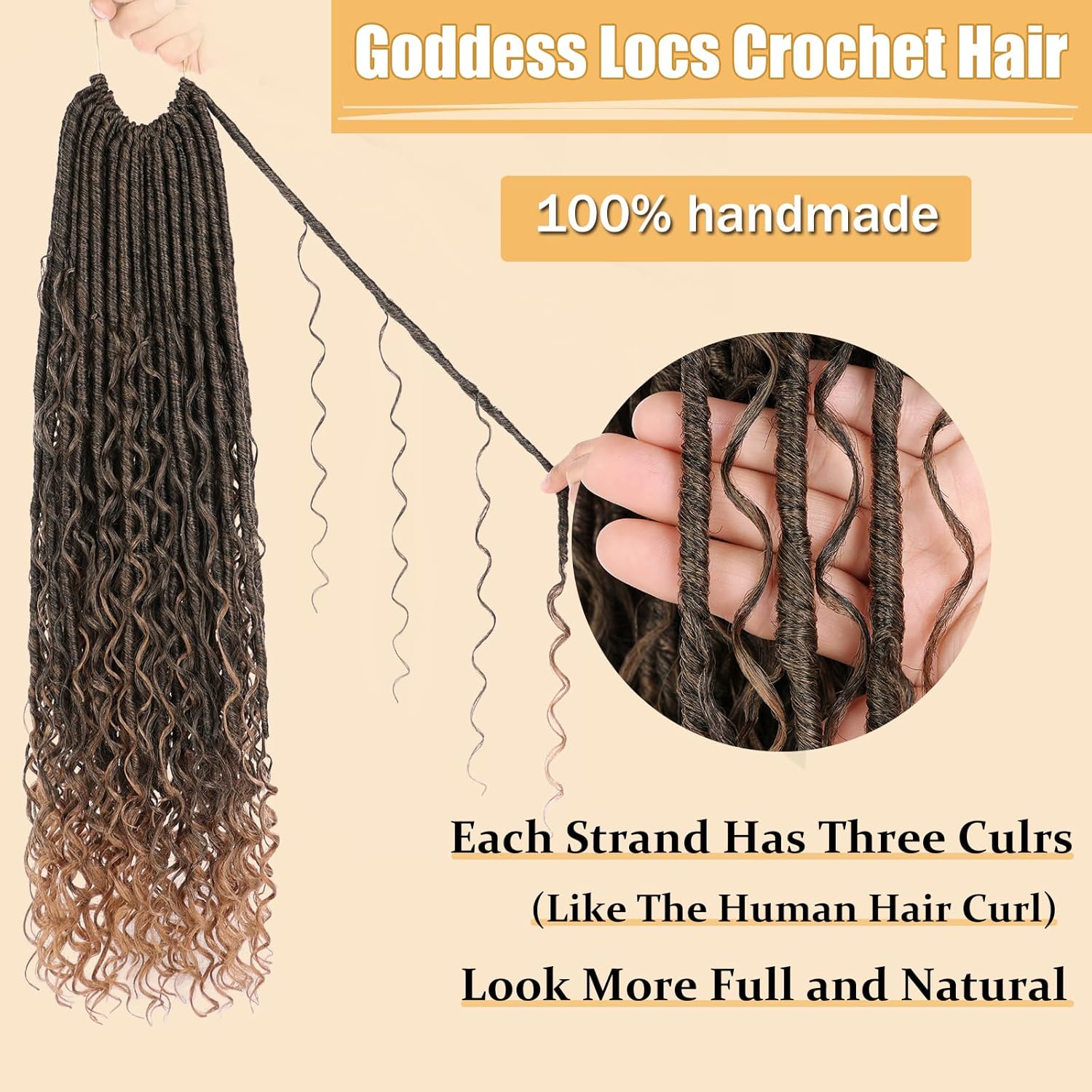 ZRQ 9 Packs Goddess Faux Locs Crochet Hair 24 Inch Boho Soft Locs Crochet Hair Pre Looped Ombre Blonde Bohemian River Locs Crochet Hair for Black Women (24Inch, T27#) thumbnail