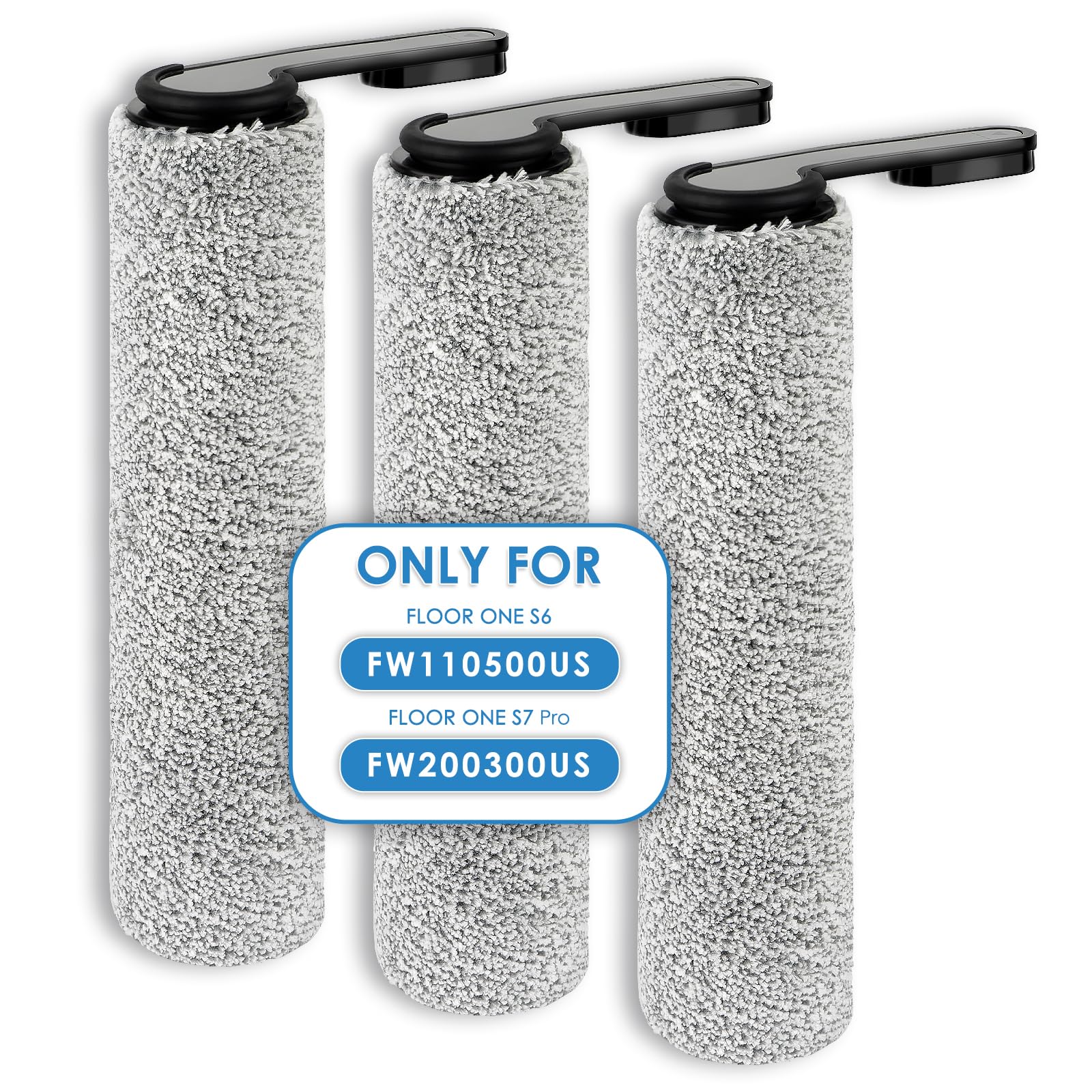 【NOT FOR Version 2, ROLLER HANDLE NOT DETACHABLE】 (3 Pack) ONE S7 PRO Replacement Brush Rollers for Tineco Floor ONE S7 PRO, ONE S6 Smart Cordless Cordless Wet Dry Vacuum Cleaner, Parts Brush Rollers