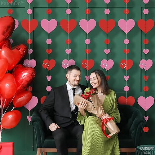 Miniatura 6 de KatchOn, Guirnalda rosa y roja para el día de San Valentín, paquete de 8 unidades, sin bricolaje, guirnalda de corazón, decoraciones de San