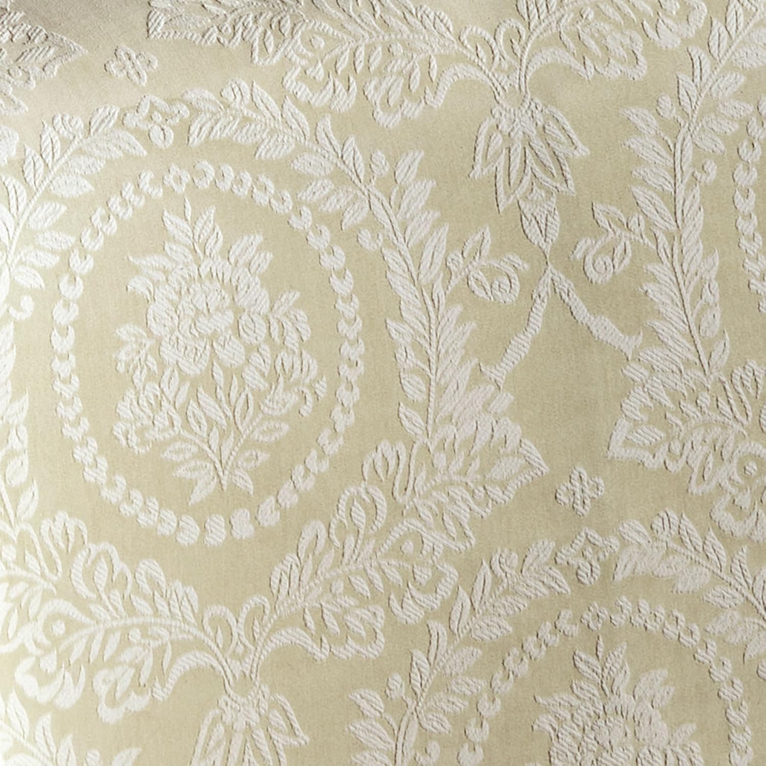 Timeless Vintage Style Bedding with Fringe | Neutral Sage and Ecru Hues | Textured Matelasse Rose Medallions and Leaves | 3 Piece Lightweight Set: Oversized California King Bedspread & 2 King Shams