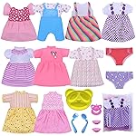 Baby Doll Clothes - Fits 12\'\' 13\'\' 14\'\' 15\'\' Girl Baby Dolls Clothes 360Sewing Dresses for with Dolls Diapers, Nipple, and Doll Accessories Pack of 18 Bag Set