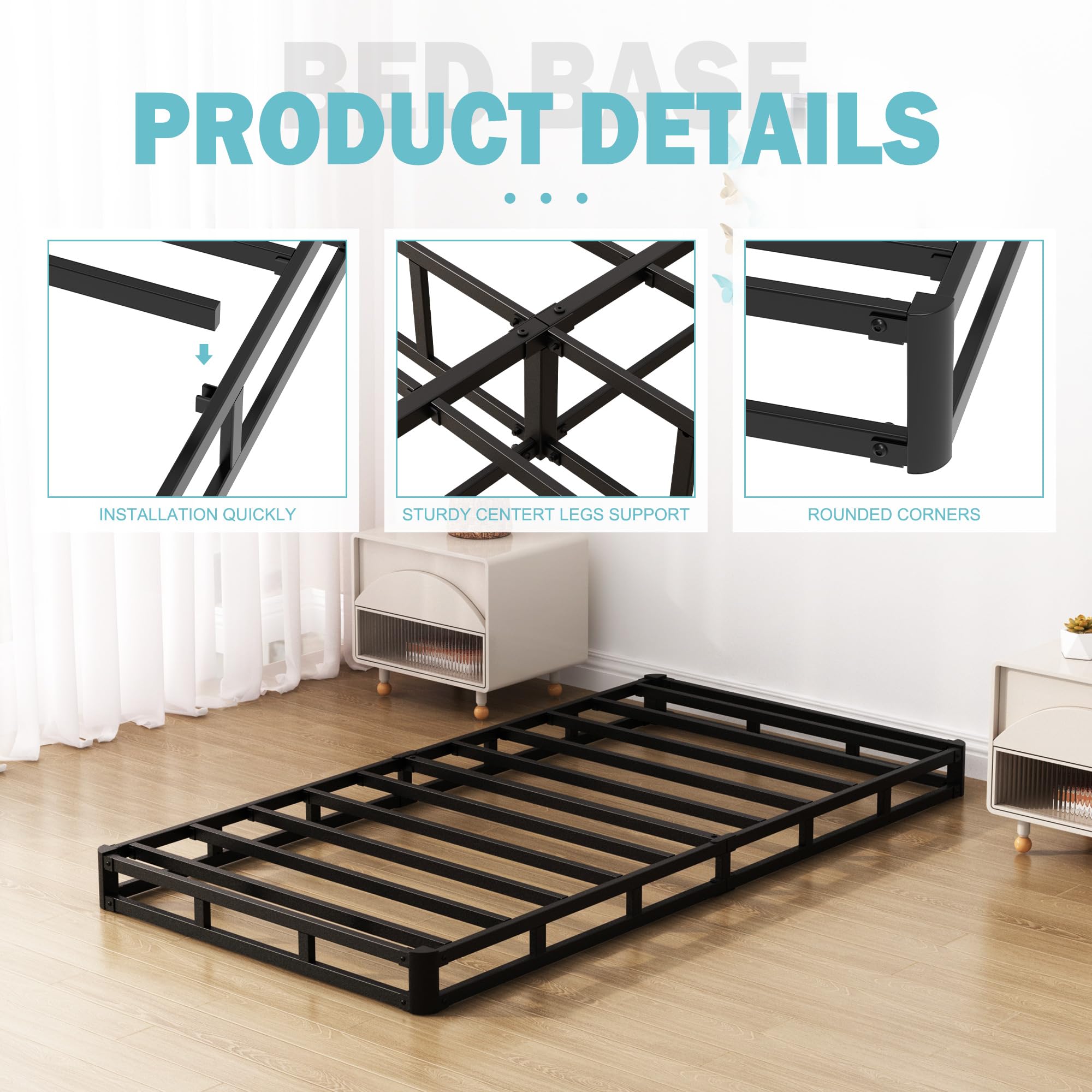 Upcanso Twin XL Box Spring 6 Inch, Low Profile Bed Base with Fabric Cover — product photo