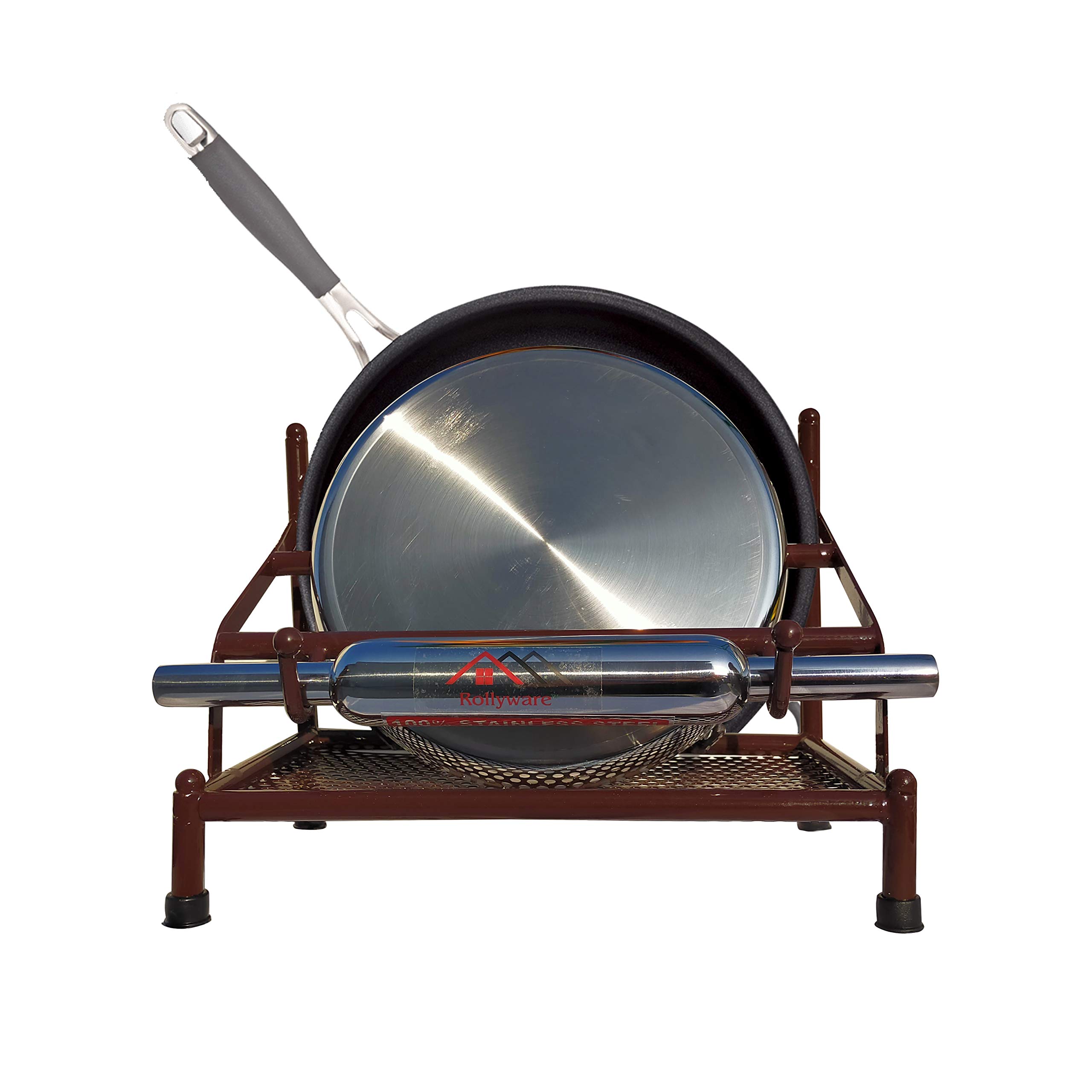Rollyware Brown Chakla Stand + Steel Chekla + Steel Belan Rolling Pin Holder, Heavyweight, Durable Chakla Holder for Kitchen, 4in1 Kitchen Rack (Combo of 3) (B08SKH2MR7) Amazon Price History, Amazon Price Tracker