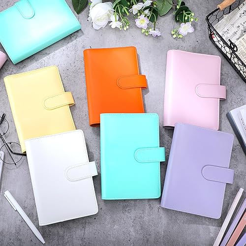 Miniatura 4 de Chuangdi Carpeta de presupuesto de piel sintética A6, 24 unidades, rellenable, 6 anillos, cubierta para cuaderno, bolsillo de papel, carpeta de