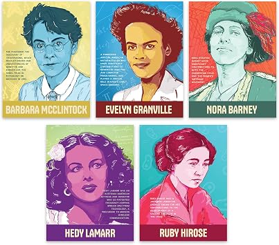 5 Famous Scientist Women Print, Feminist Retro Wall Art, Influential Women in Science, Excellent for Classrooms Decoration, Educational Gift Room Decor / Inspirational Feminist Posters for Girls Room