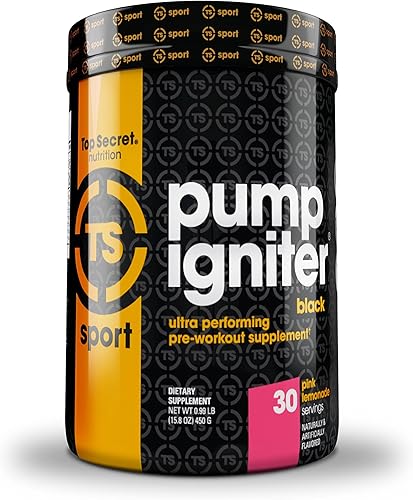 Top Secret Nutrition Pump Igniter - Suplemento preentrenamiento negro con beta-alanina, L-citrulina e Hydromax