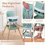 HONEY JOY Chaise haute bébé, 9 Dans 1 Chaise haute convertible pour bébés et tout-petits, Siège Booster à manger, Tabouret pour tout-jour w/5-Point Harnais de sécurité, facile à nettoyer et amovible PU Coussin & Bac (vert)