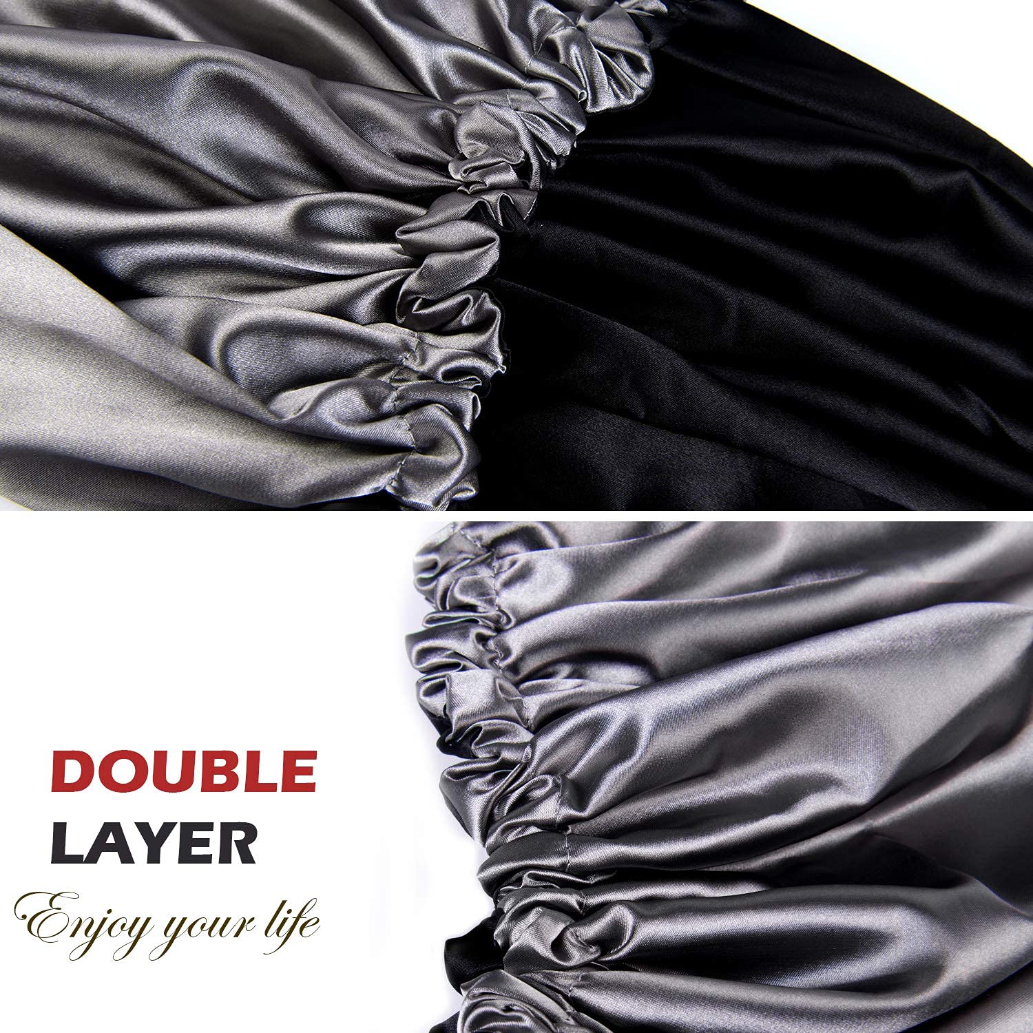 AP SALES Handmade Fully Reversible Luxuries Pure Satin Hair Bonnet Sleep Cap for Women (Grey)