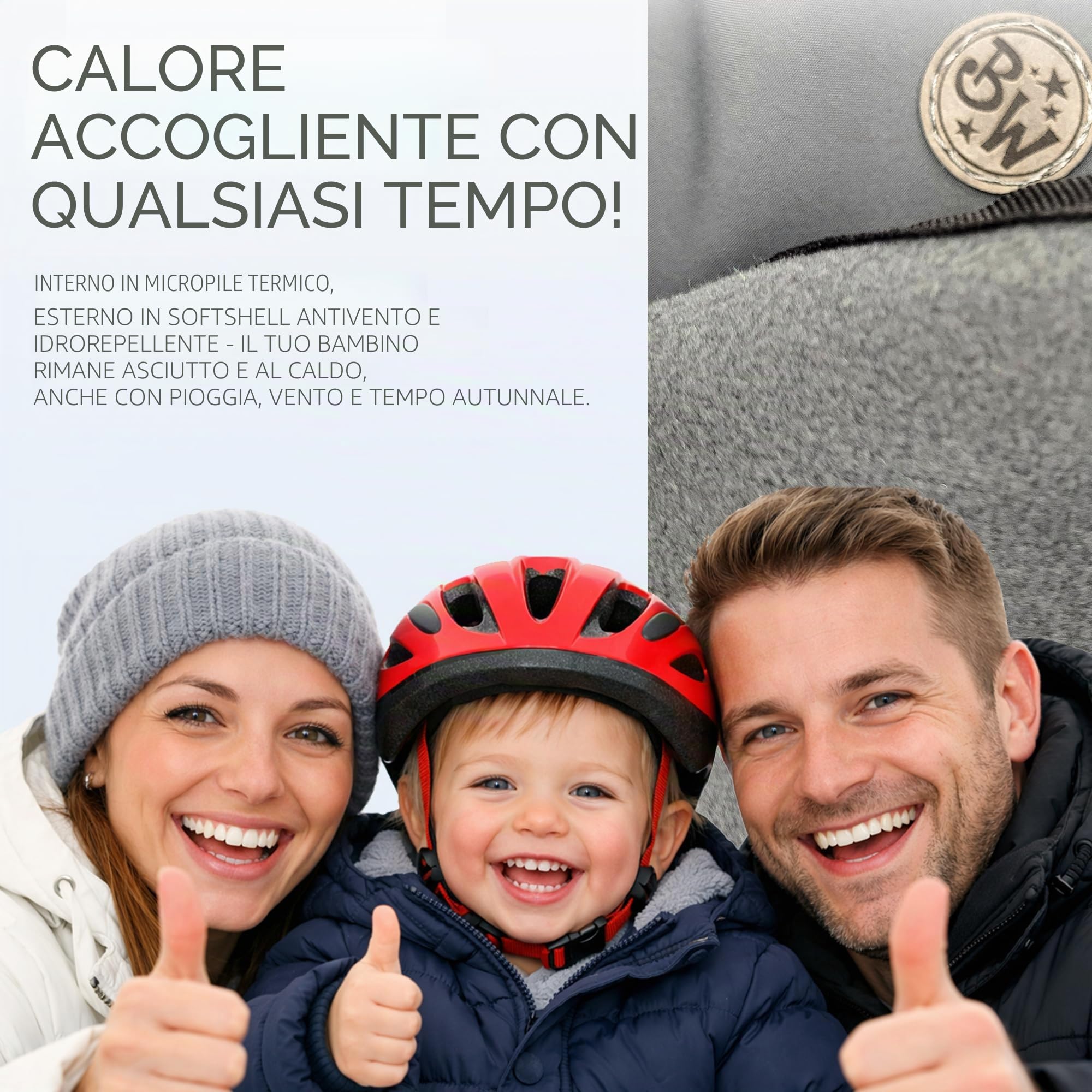 BAMBINIWELT - Coprigambe per bambini, con manicotto in micropile softshell antivento e impermeabile