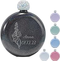Vista 1 de Frasco de flores personalizado para el mes de nacimiento con tapa de diamantes de imitación para dama de honor, regalo de fiesta nupcial, grabado