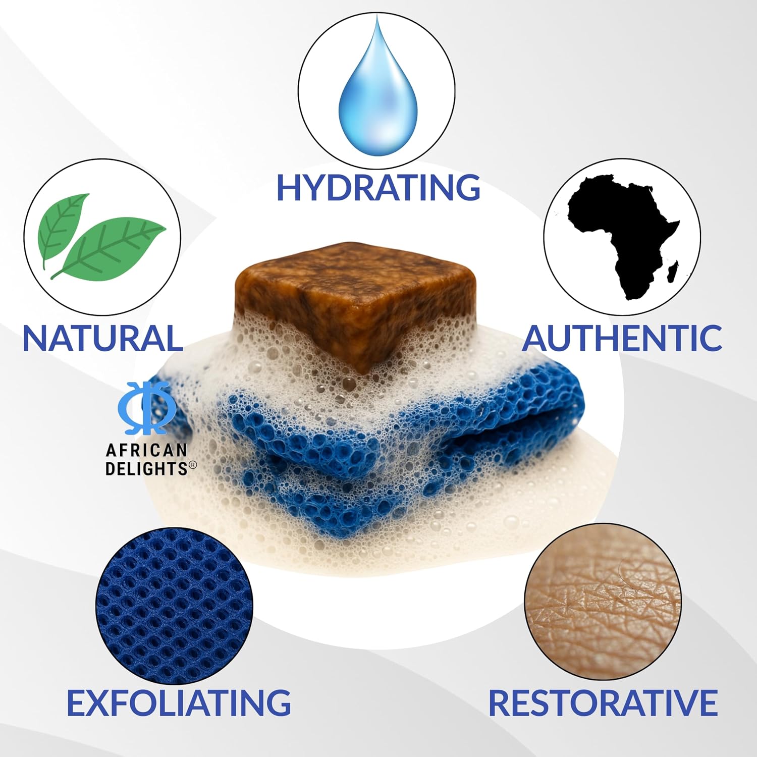 African Delights Black Soap and Net Sponge Gift Set Bundle, 2 Items image 5