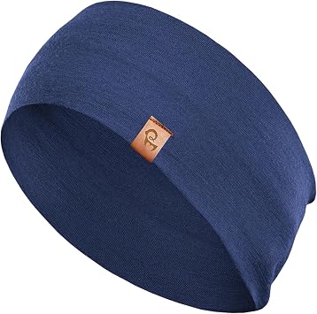 menique 100% Merino Wool Headband for Women Non Slip Stretchy Workout Sweatband Moisture Wicking Breathable Wide Hairband for Running Hiking Sport Gym Yoga Nurse Fashion Black, One Size