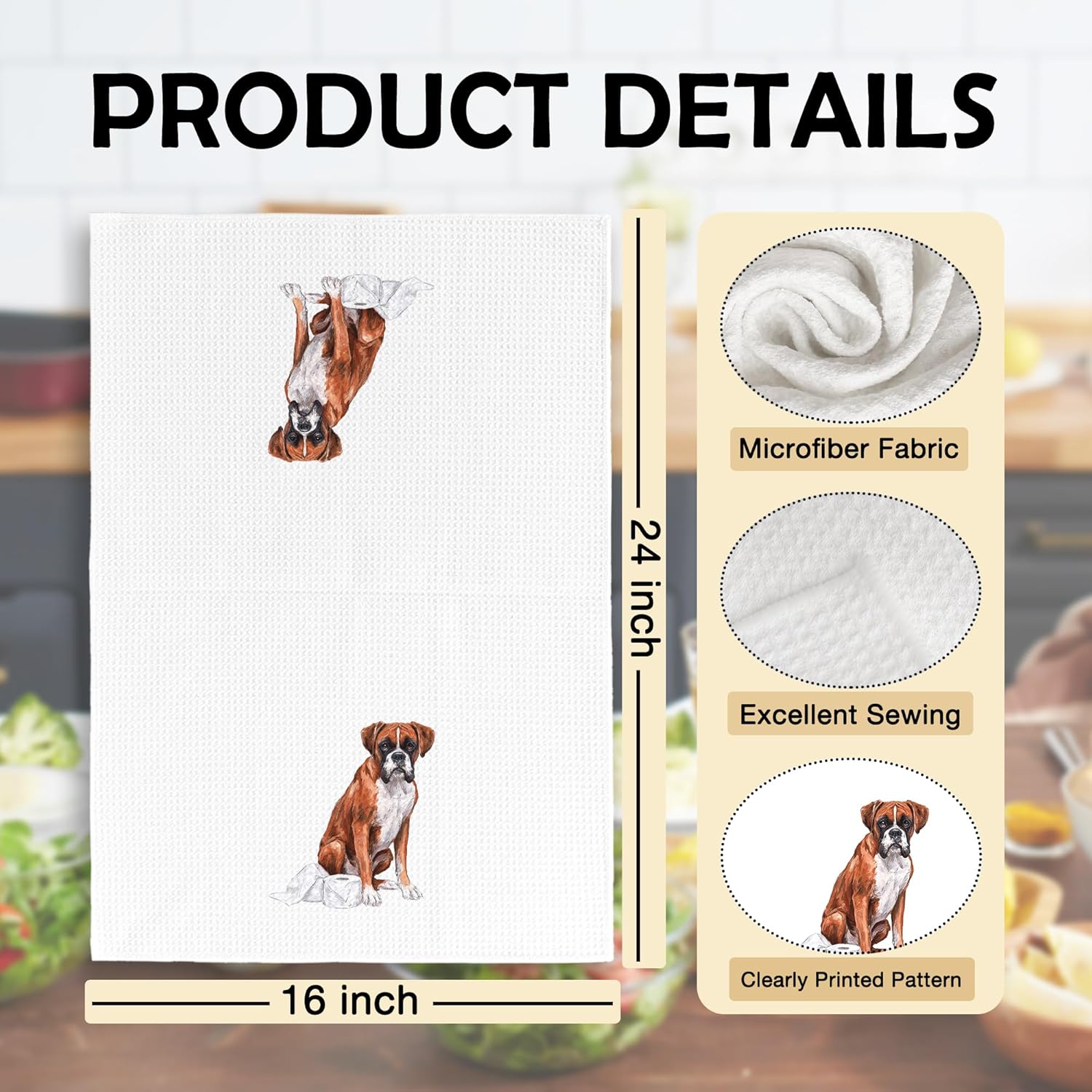 Funny Boxer Gifts Bathroom Hand Towels, Dog Bathroom Decor, Gifts for Boxer Lovers Dish Tea Towels, Kids Bath Room Washroom Toilet Decorative Hand Towel 16x24 Inch - Image 6