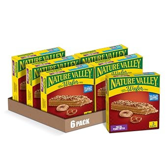 Nature Valley Wafer Bars, Pretzel Peanut Butter, 1.3 oz, 5 ct Pack of 6