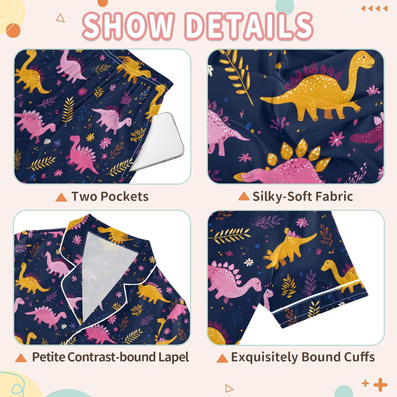Silk Pajama Sets Short Sleeve Pajamas Soft Sleepwear 2 Piece Pjs Set