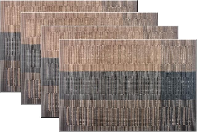 Bright Dream Table Mats for Kitchen Heat Resistant Large Plastic Placemats4Coffee+Black