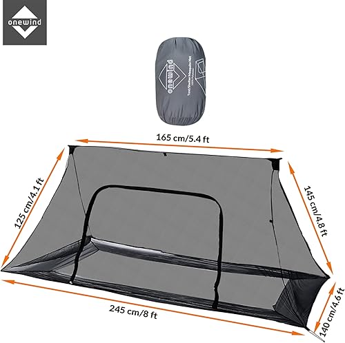 Miniatura 7 de onewind Refugio, juego de lona de campamento incluye refugio de emergencia, BugNet y huella de tienda, nailon Ripstop con revestimiento de