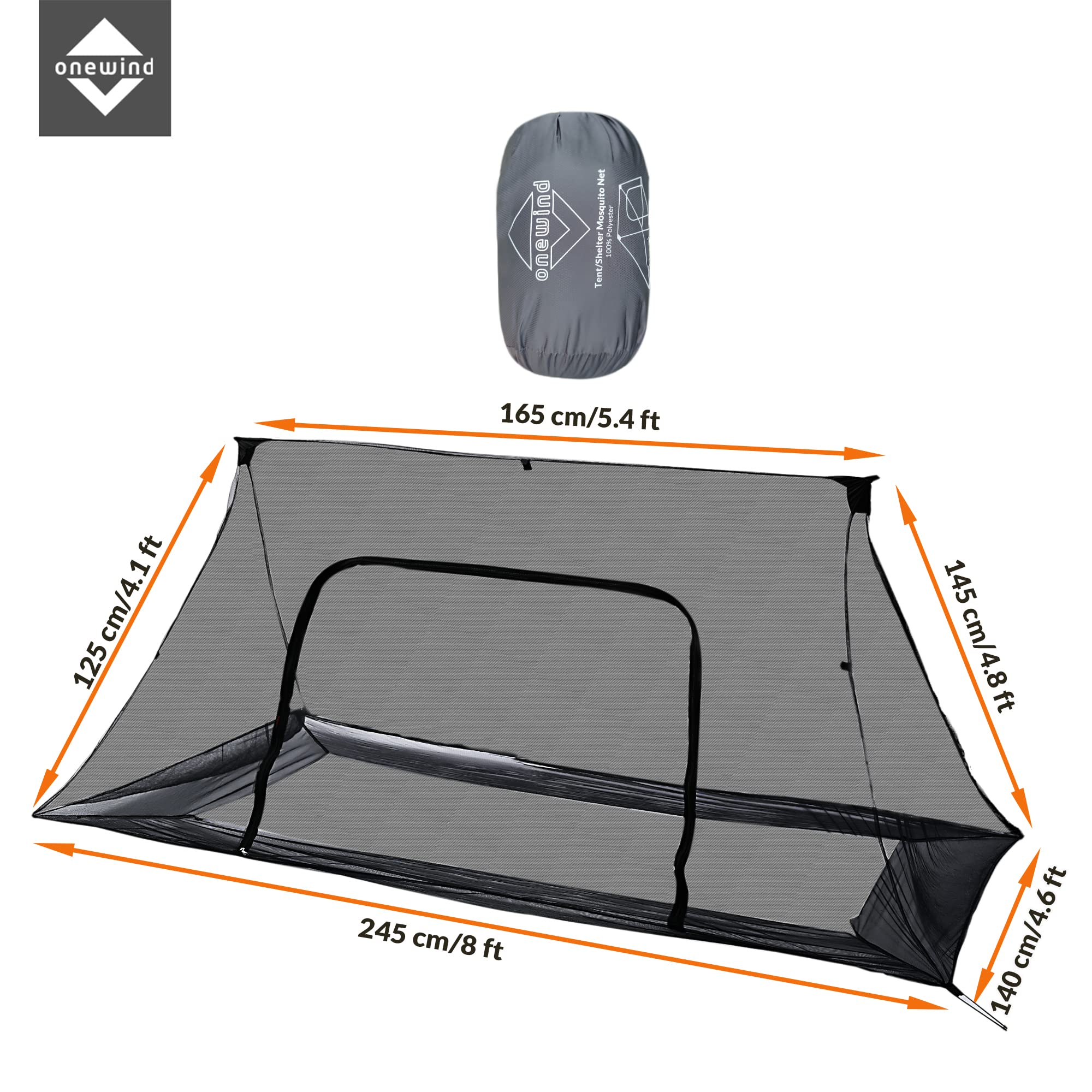Onewind Camping Shelter mit Moskitonetz, Zelt Emergency Survival Shelter, leicht, wiederverwendbar, regenfest Winddicht mit Pfählen und Abspannleine für Camping, Wandern und Backpacking, OD Green