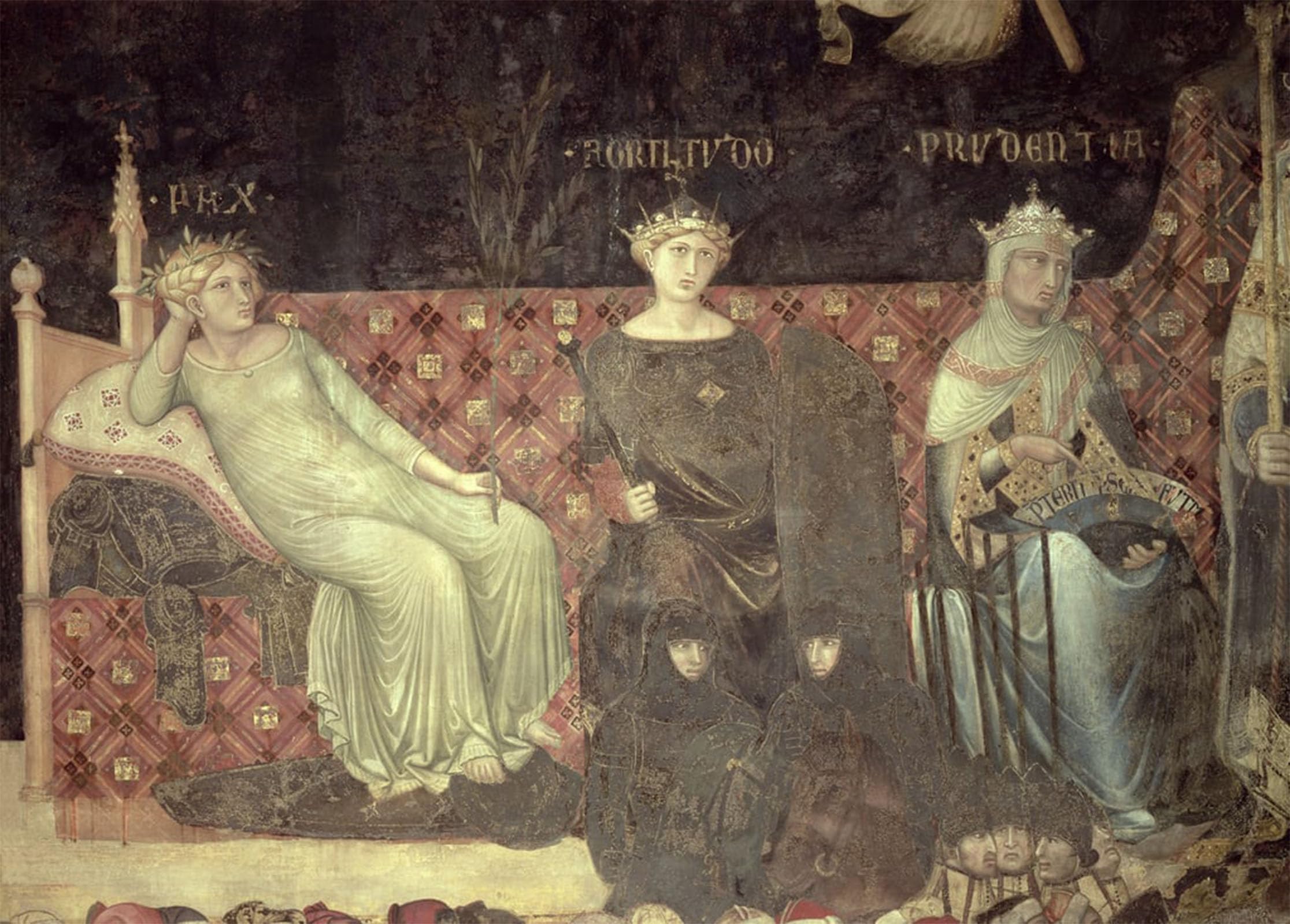 POSTERIIk Famous Animal Posters Vintage Picture Detail of Peace Fortitude and Prudence by Ambrogio Lorenzetti Modern Wall Decor for Home Decor 60x90cm