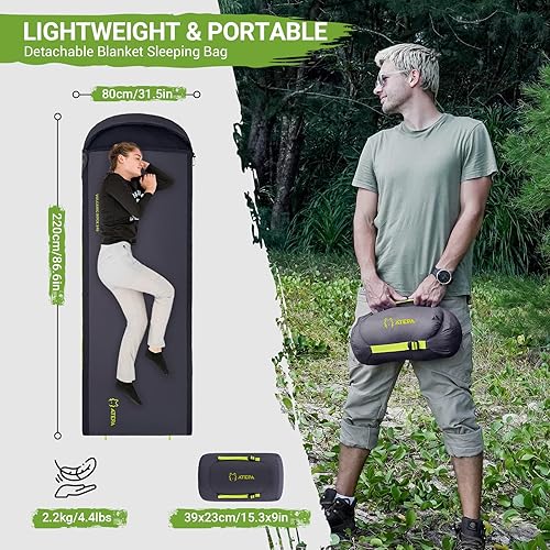 Miniatura 6 de ATEPA Duck Down Sleeping BagBlanket for Backpacking, Ultralight Lightweight Rectangular Warm Weather Summer Compact Waterproof Portable Sleeping Bag