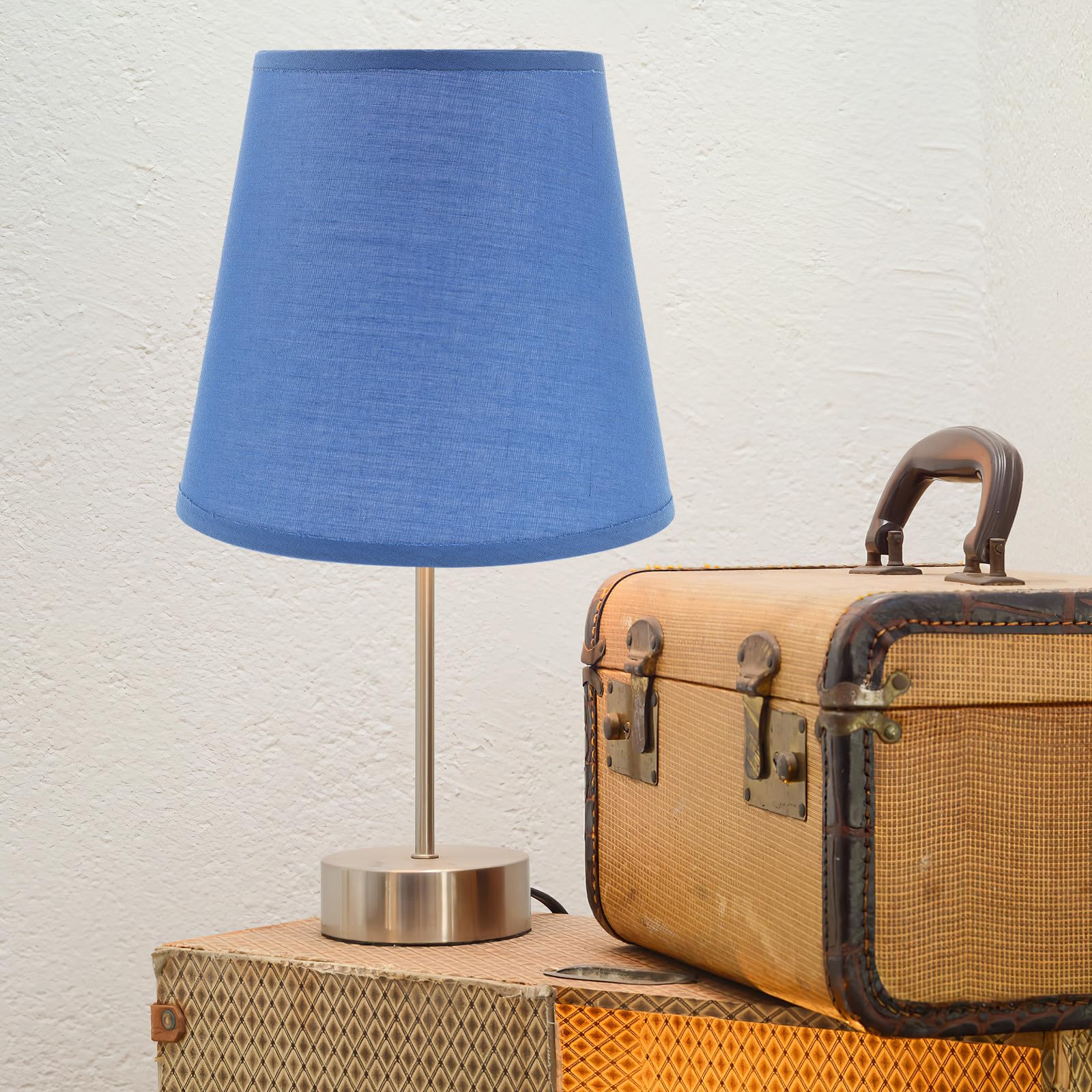 Paralume per Lampada da Tavolo e Sospensione E27 di Lino Azzurro Copertura Leggera a Forma Cilindrica per Soggiorno Camera da Letto e Ufficio Design Moderno e Luce Morbida