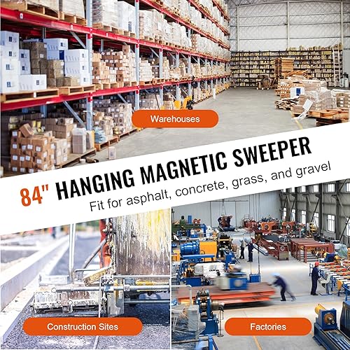 Miniatura 6 de VEVOR Herramienta de recogida magnética colgante de 120 libras, barredora magnética para montacargas de uñas, imanes de grado industrial, accesorios