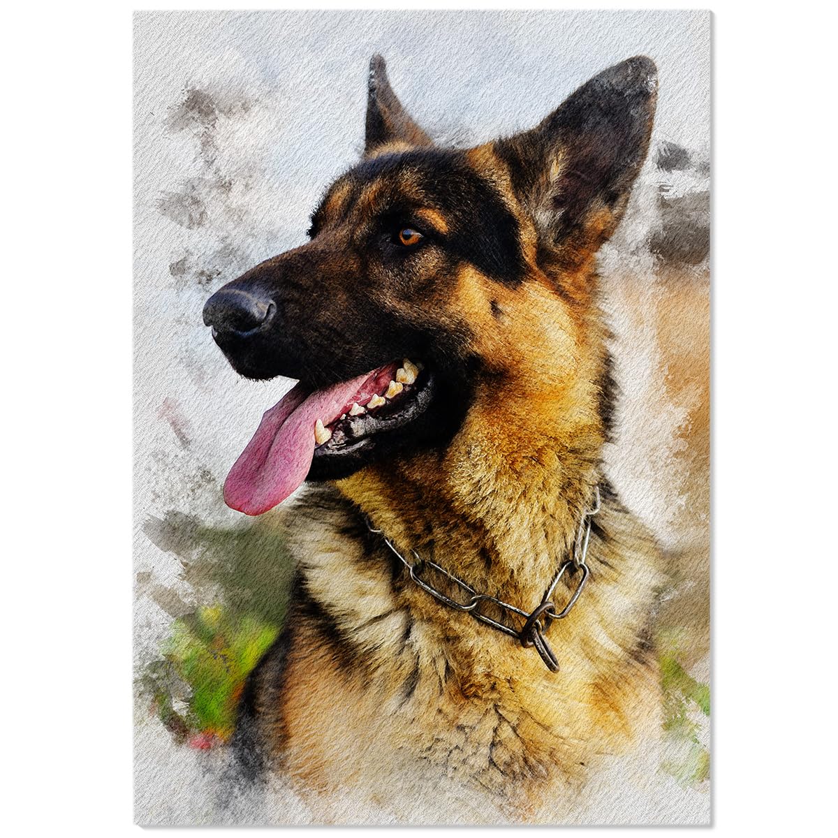 Cadeau chien et chat : Poster métal personnalisé photo aquarelle