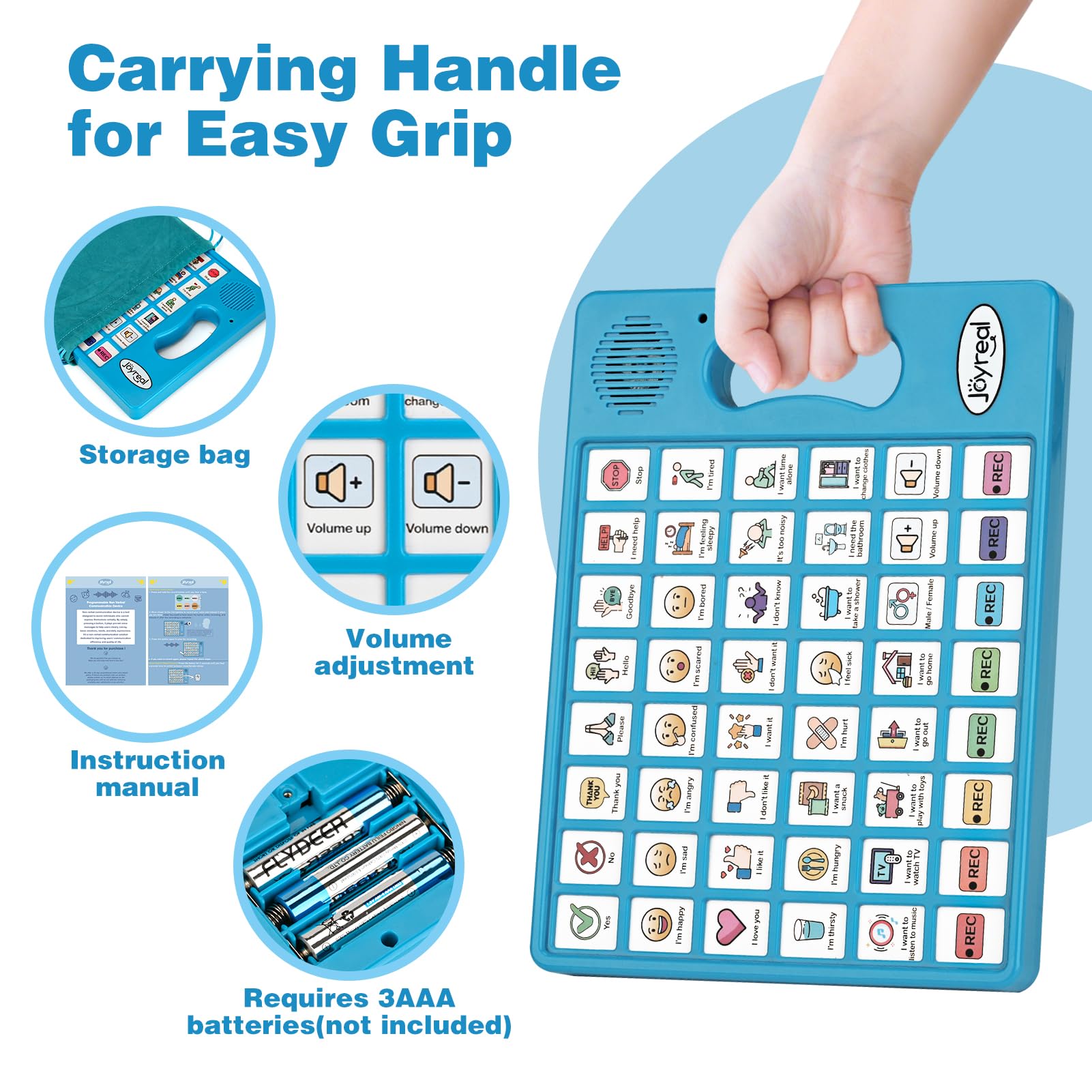 Joyreal AAC Device for Autism, Non Verbal Communication Tools for Speech Therapy & Stroke Rehab. Communication Tablet, Autism Talking Aids with 8 Programmable Buttons & Adjustable Volume — Amazon image 4