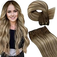 Vista 48 de LaaVoo Extensiones de cabello humano real para coser, extensiones de cabello humano de doble trama, color negro azabache, 18 pulgadas, 3.53 onzas