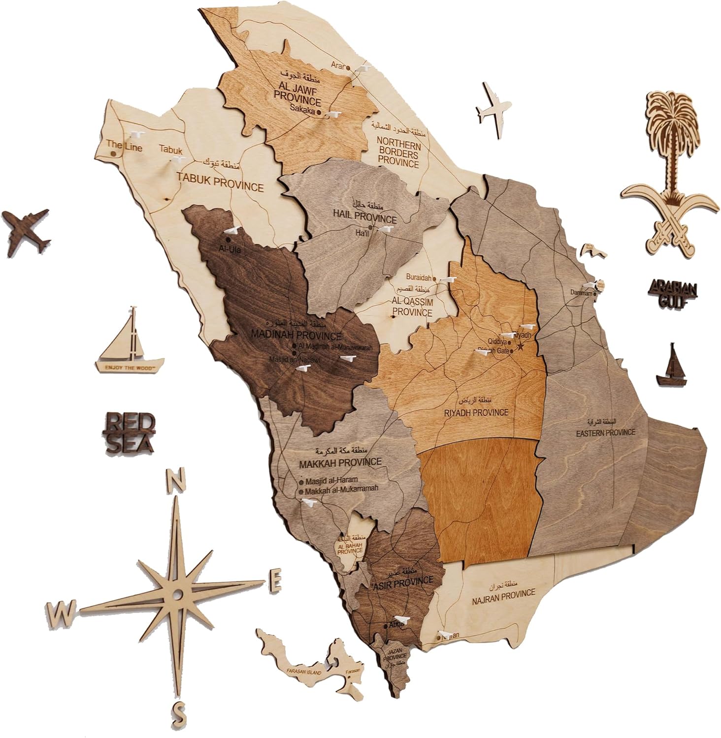 لوحة فنية جدارية لخريطة المملكة العربية السعودية ثلاثية الأبعا... - view 1