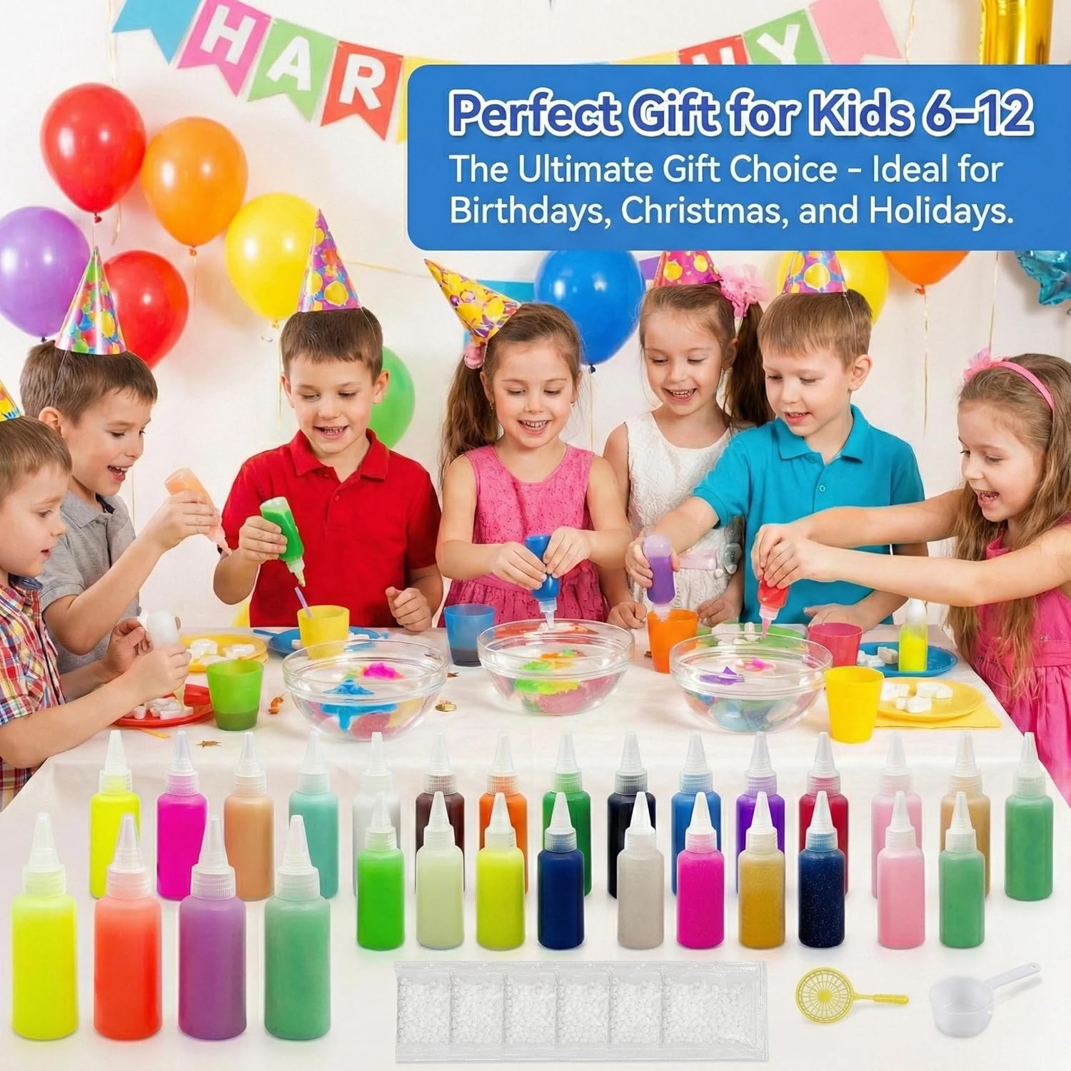 Magic Water Elf Toy Kit,20 Molds Safe & Non-Toxic Squishy Making Kit Focus & Concentration,Fun No-Mess STEM Activity-DIY Glow Magic Elves Craft for Boys Girls (12solid+6glow+4Sparkling+2Pearlescent)