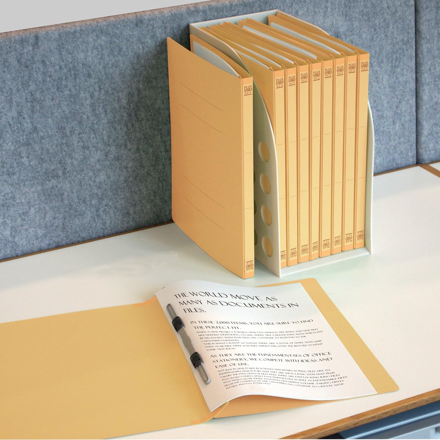 プラス 背補強フラットファイル A4縦 2穴 10冊 イエロー No.021S 79-437
