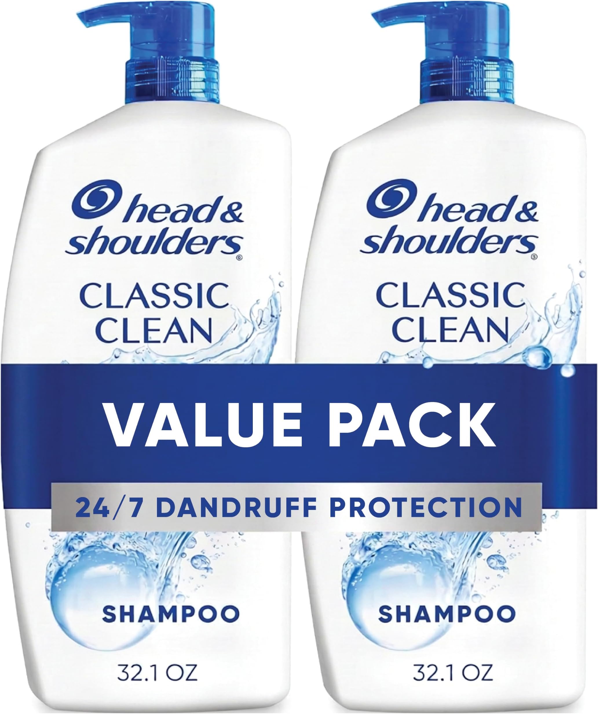 Classic Clean Dandruff Shampoo Twin Pack, Anti-Dandruff Daily Use, Paraben-Free, Color-Safe, 32.1 Fl Oz Each (Set of 2)