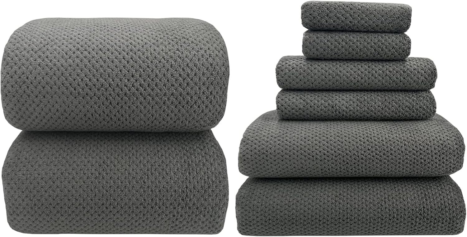 YTYC Towels,2 Piece 39x78 Inch Oversized Bath Sheets 2 Piece 29x59 inch bath towels sets 2 Hand Towels 2 Washcloth Towels Ultra Soft Highly Absorbent Extra Large Microfiber Shower Towels 80% Polyester