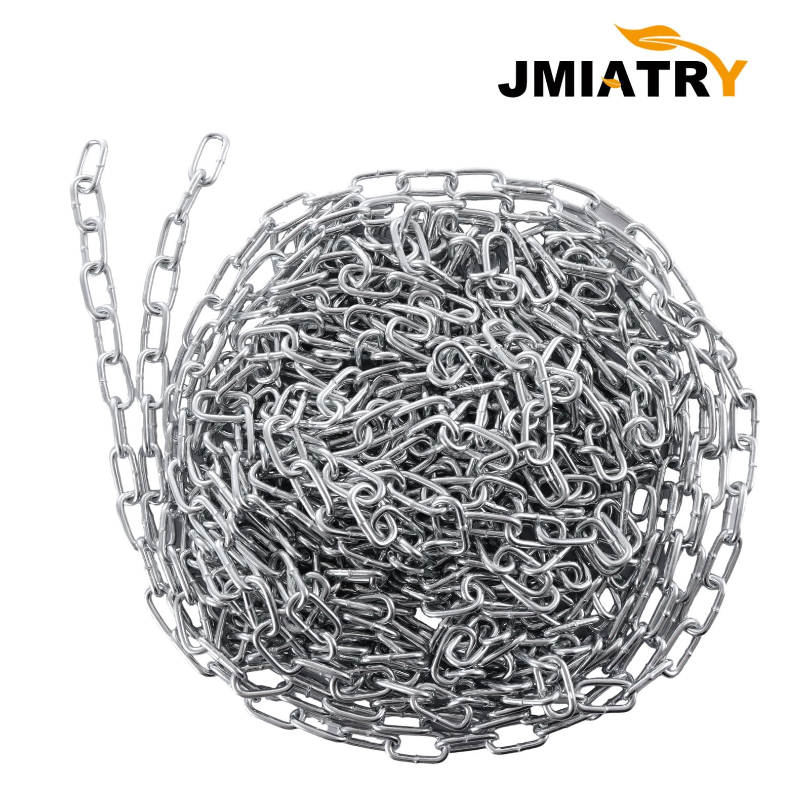 JMIATRY Cadena de acero inoxidable 304 de 15 metros de longitud, eslabones de cadena resistentes de 4 mm, cadenas de eslabones soldados de acero galvanizado para puerta de valla, puertas de garaje
