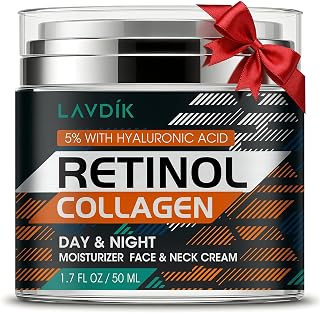 LAVDIKBEAUTY Retinol Cream with 5% Hyaluronic Acid & Collagen - Anti-Aging Face Moisturizer Reduces Wrinkles, Fine Lines for Women & Men, Day/Night 1.7oz
