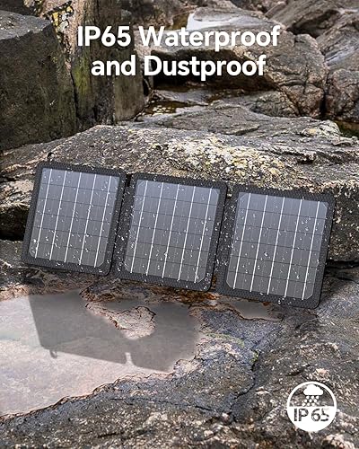 Miniatura 6 de Cargadores de panel solar portátiles pequeños de 15 W (5 V3.0 A USB-AUSB-C), panel solar plegable impermeable IP65 con gran almacenamiento, mochila