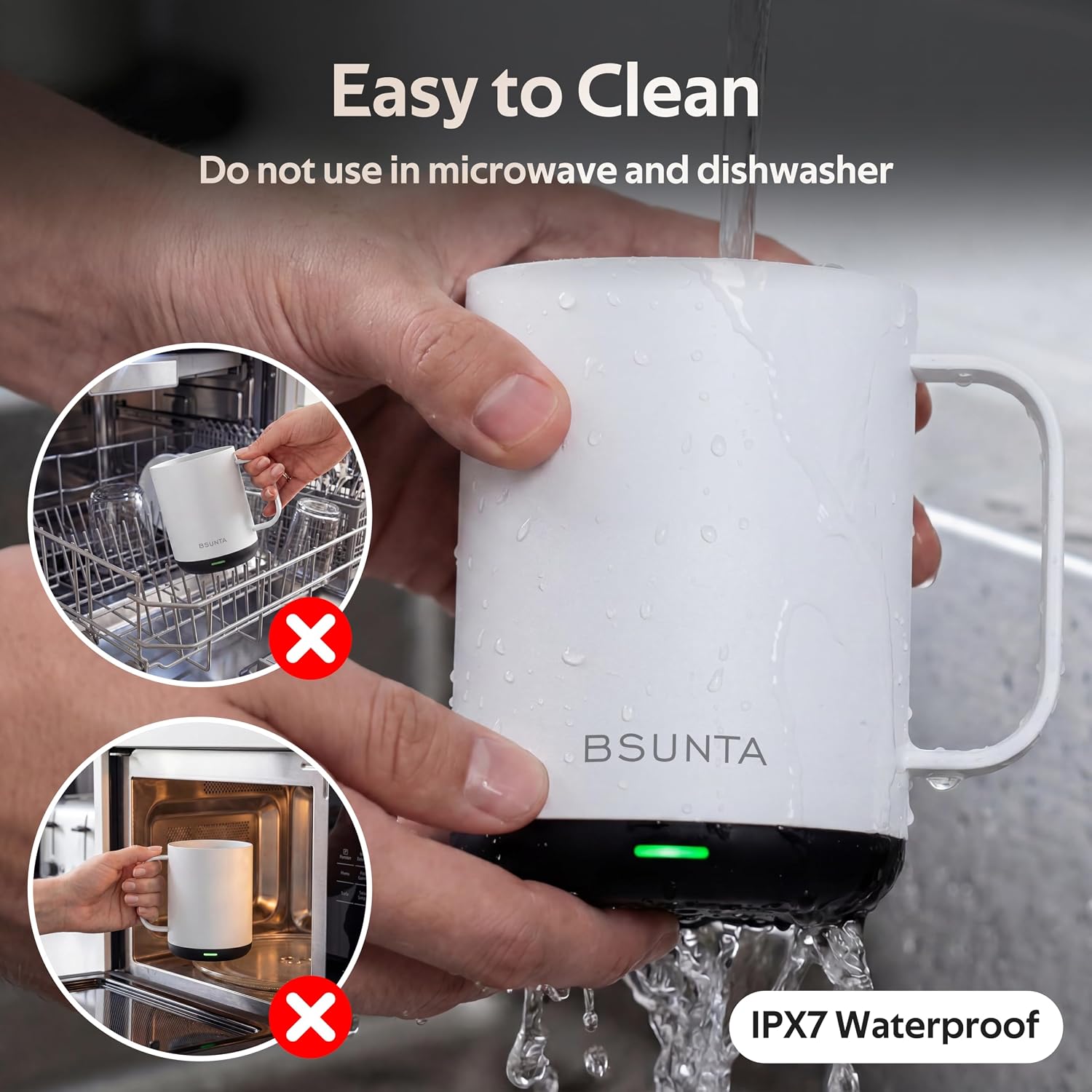 BSUNTA 16oz Self Heating Coffee Mug, Rechargeable Electric Heated Mug