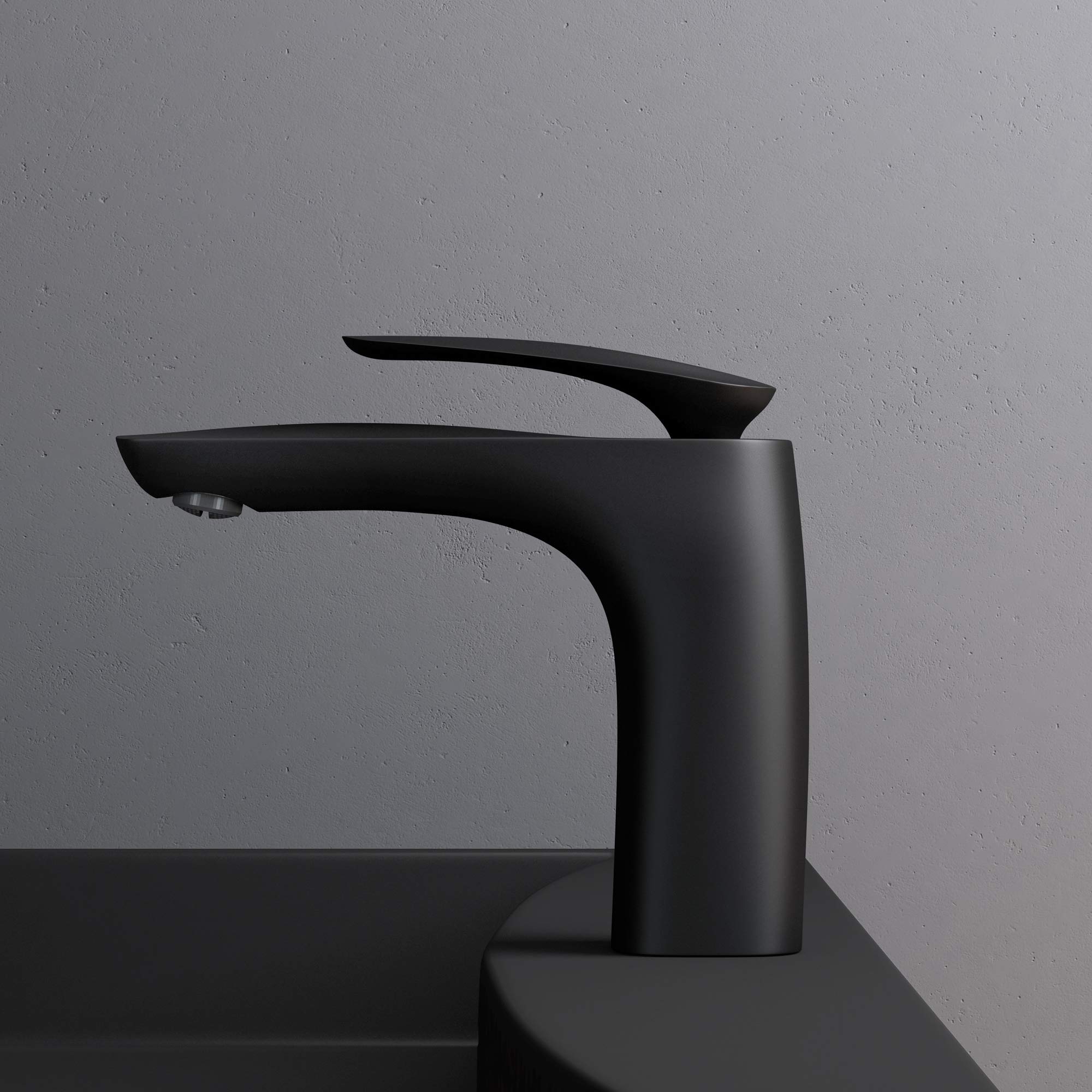 Mai & Mai Grifo monomando de lavabo WAM-7201 en negro mate mezclador monomando para lavabo de 16,5 cm | WaM-7201 - Grifo monomando para lavabo (latón, conectores DIN)
