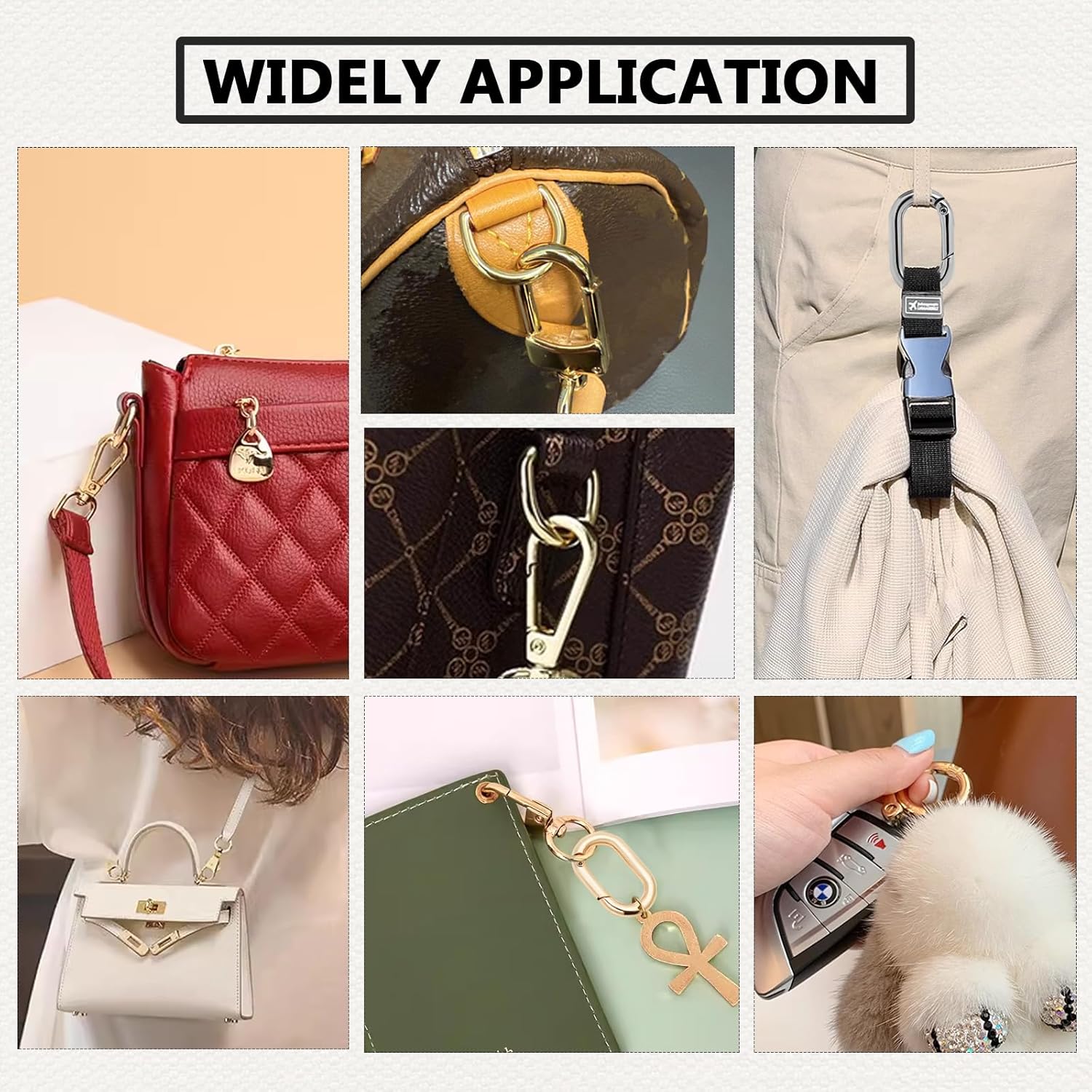 Hordion 10pcs Spring Key Ring Tiny Carabiner Clip, Oval Spring Clasp Connector Snap Hooks Fastener for Bags Purses Keychain Dog Tag Clips - Image 5