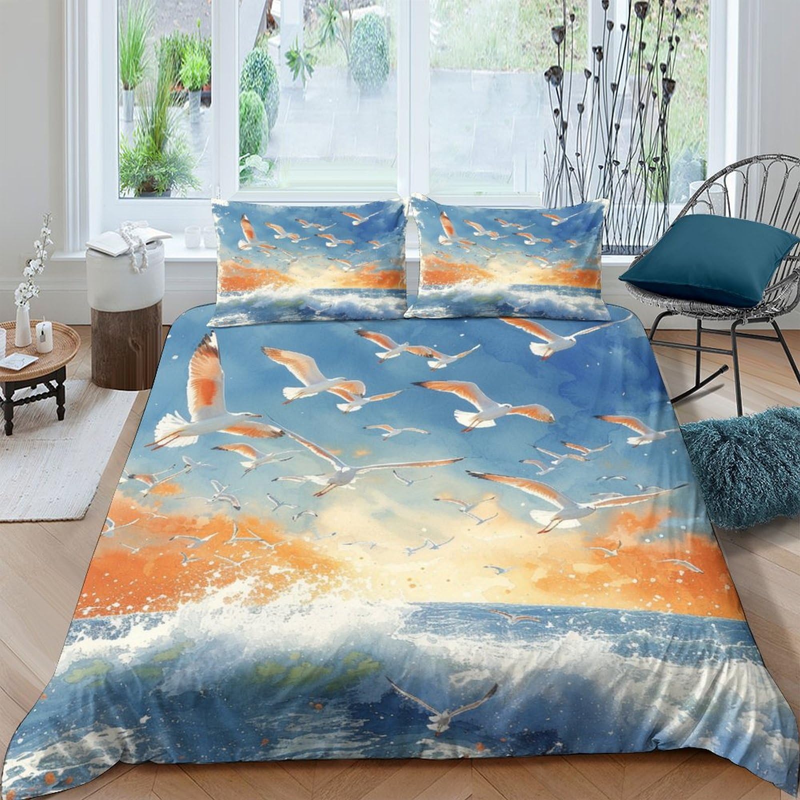 Housse de couette 200x200 cm avec 2 taies d'oreiller en microfibre pour lit double