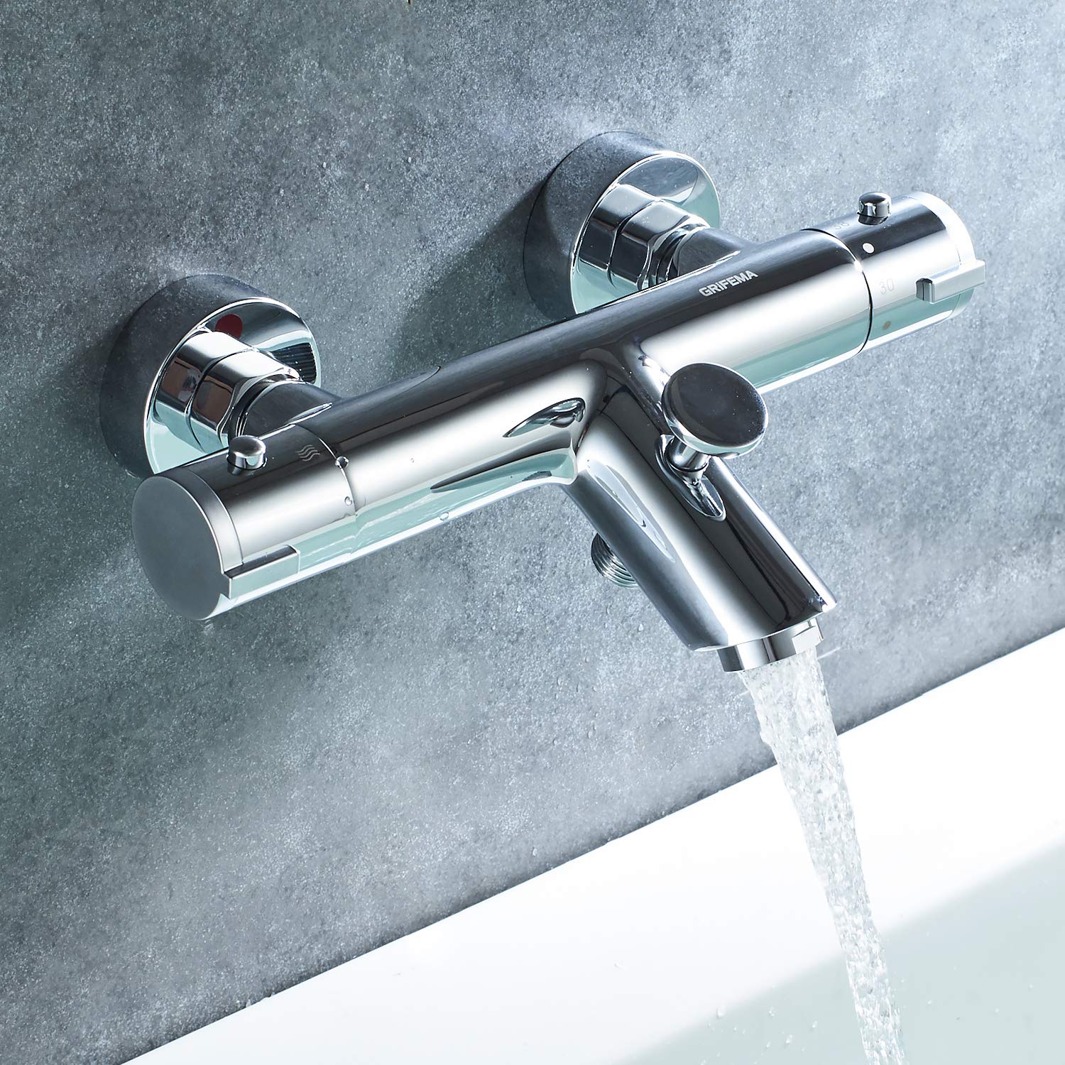 GRIFEMA Berlin - Termostato para baño y ducha, grifo de termostática, Cromo