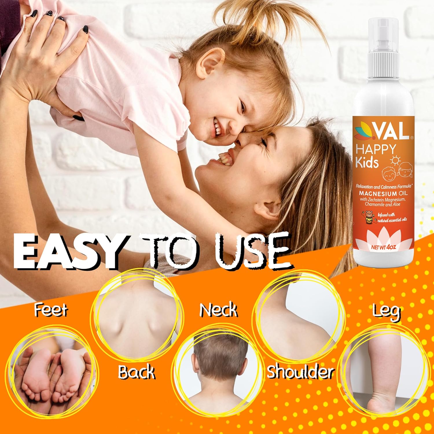 VAL Kids Magnesium Oil Spray – Natural Bedtime Calm & Mood Support | Zechstein Magnesium, Chamomile & Aloe | No Itch | Fast-Absorbing | Made in USA | 4oz - Image 7