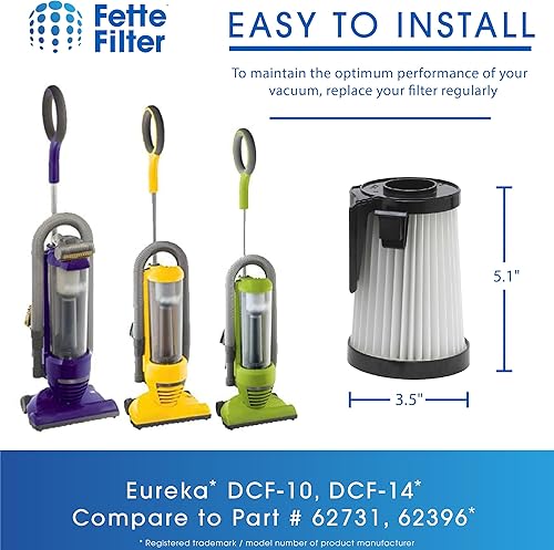Miniatura 4 de Fette Filter - Filtro antipolvo compatible con Eureka DCF-10, DCF-14. Comparar con la parte # 62731, 62396. Paquete de 3