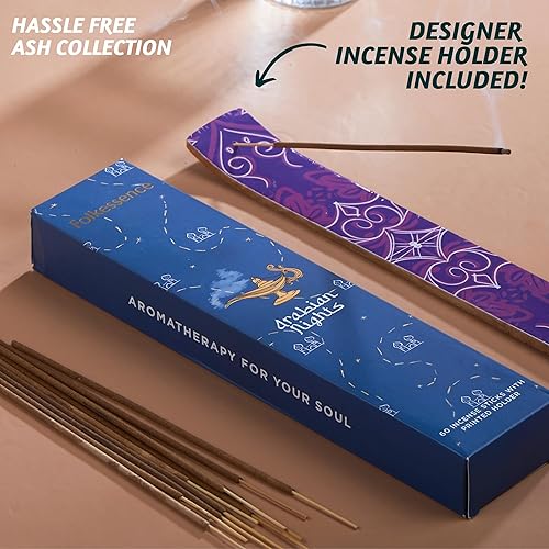 Miniatura 2 de Folkulture Varitas de incienso con soporte, juego de 3 Insenses (60 varillas) para la calma, tabaco Oud, rosa de oro, inscentajes o insentos no