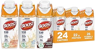 BOOST Very High Calorie Nutritional Drink - Helps Gain Weight & Maintain, 530 Calories, 26 Vitamins & Minerals, 22g Protein, Variety Pack, Vanilla, Chocolate & Strawberry, 8 oz