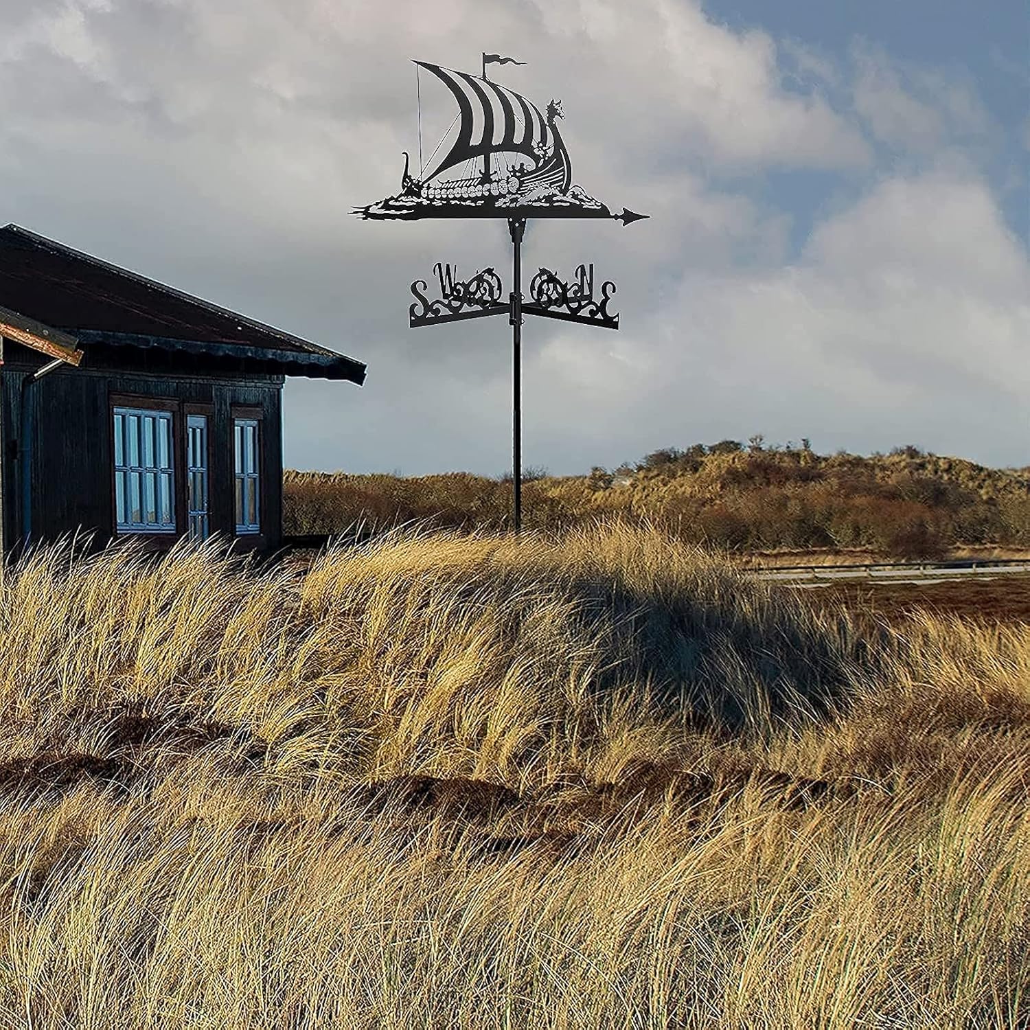 Sailboat WEATHERVANE-Sailing Ship WEATHERVANE-with Wind Direction, Outdoor Metal Bracket Weather Vane, WEATHERVANE-Courtyardtion