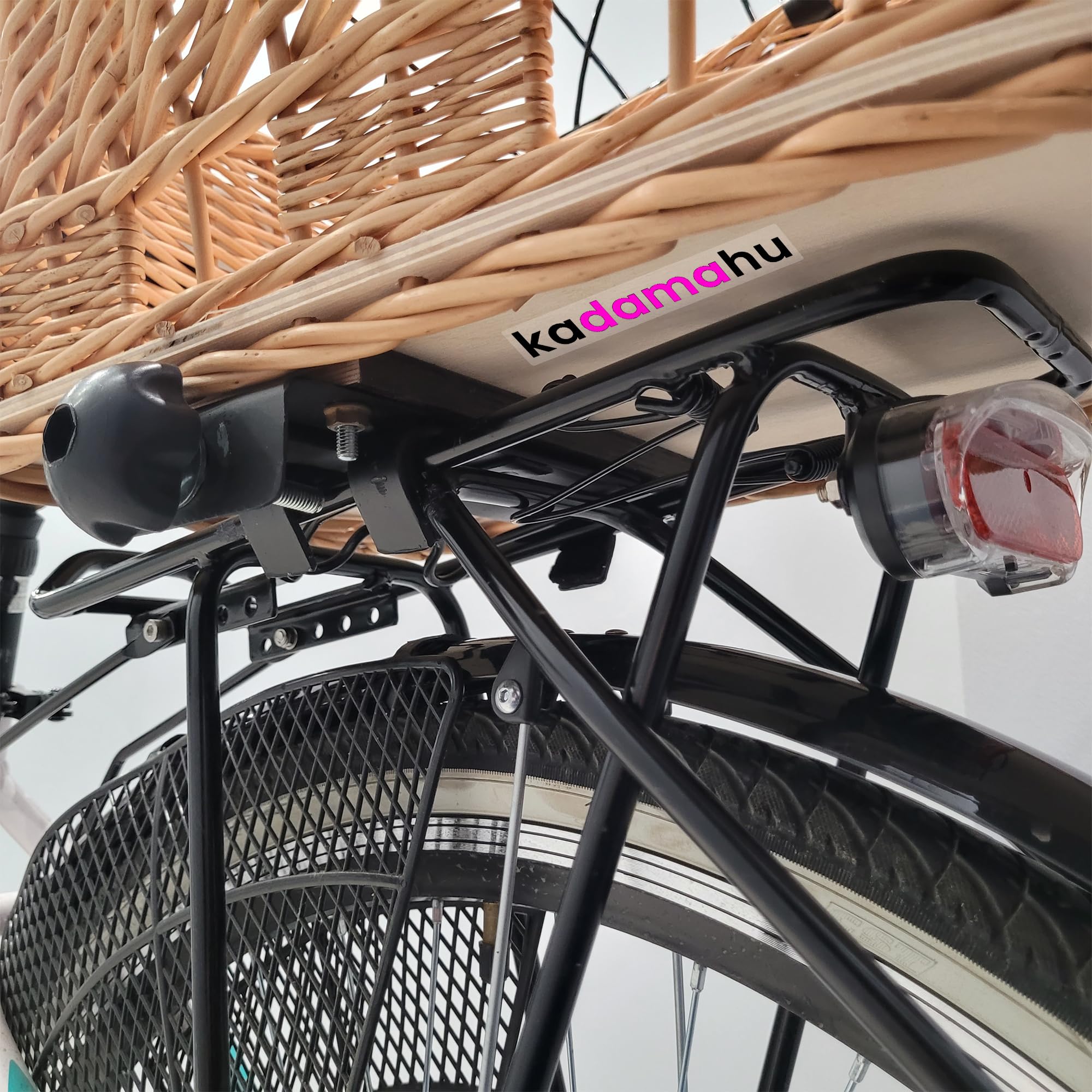 Panier de vélo en Osier pour Chiens et Chats jusqu'à 8 kg 47x44x24 cm – Panier tressé à la Main pour Porte-Bagages avec Grille métallique, Coussin Doux, Brun